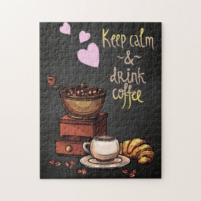 Kaffee Lover Behielt Ruhe und Kaffee Puzzle (Vertikal)