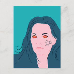 Kaffee Lover Girl Blue Hair Koffein Tattoo Postkarte