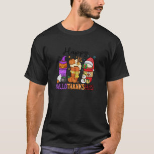 Kaffee Lover Halloween Frohe Weihnachten Happy Hal T-Shirt