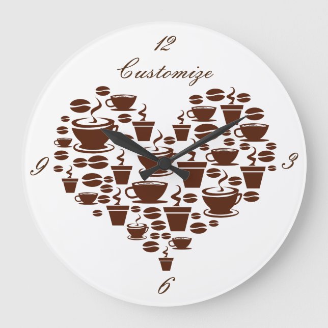 Kaffee Lover Herz Thunder_Cove Große Wanduhr (Vorderseite)