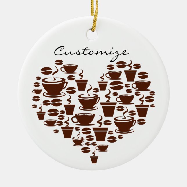 Kaffee Lover Herz Thunder_Cove Keramik Ornament (Vorne)