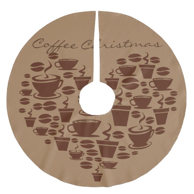 Kaffee Lover Herz Thunder_Cove  Polyester Weihnachtsbaumdecke (Vorderseite)