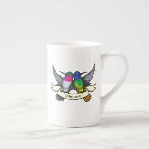 Kaffee Lover Niedlichen Hummingbirds Holding Ribbo Prozellantasse
