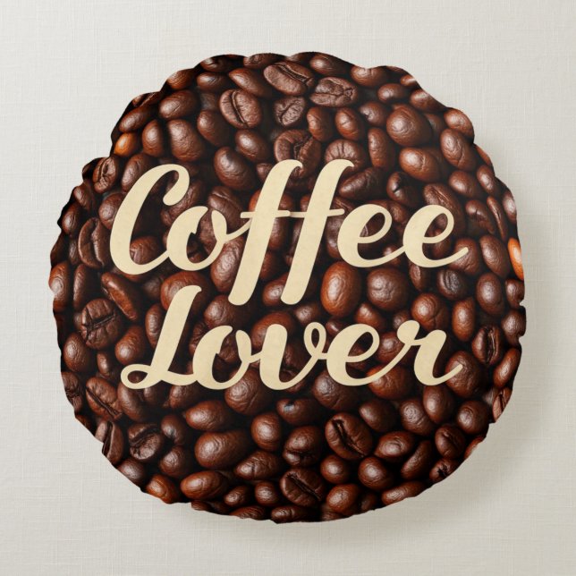 Kaffee Lover Rundes Kissen (Vorderseite)