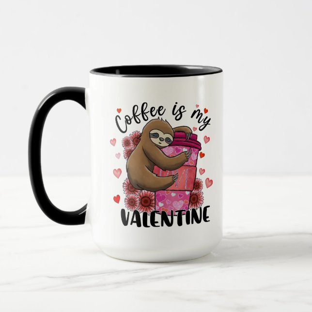 Kaffee Lover Sloth Kaffee ist mein Valentine Tasse (Links)