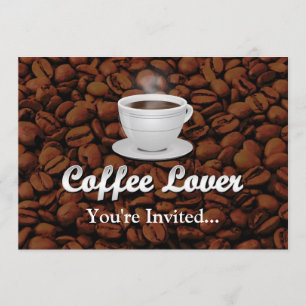 Kaffee-Lover, White Cup/Brown Bohnen Einladung
