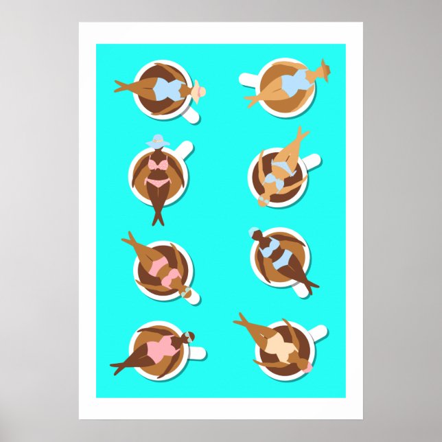 Kaffee Lover Women in Coffee Cups Küche Poster (Vorne)