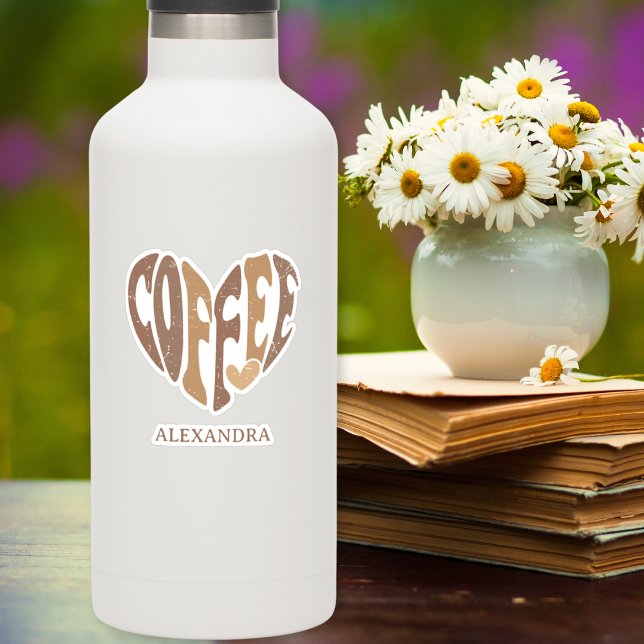 Kaffee Lover's Heart Contour Custom-Cut Aufkleber (The perfect sticker for anyone who loves coffee!)