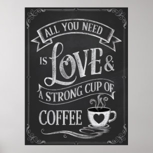 KAFFEE LOVERS KITCHEN CHALKBOARD POSTER