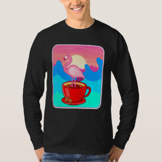 Kaffee Lustige Flamingo Liebhaber Vintage Sonnenun T-Shirt