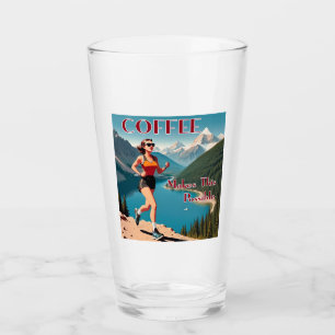 Kaffee macht das Laufen möglich Glas