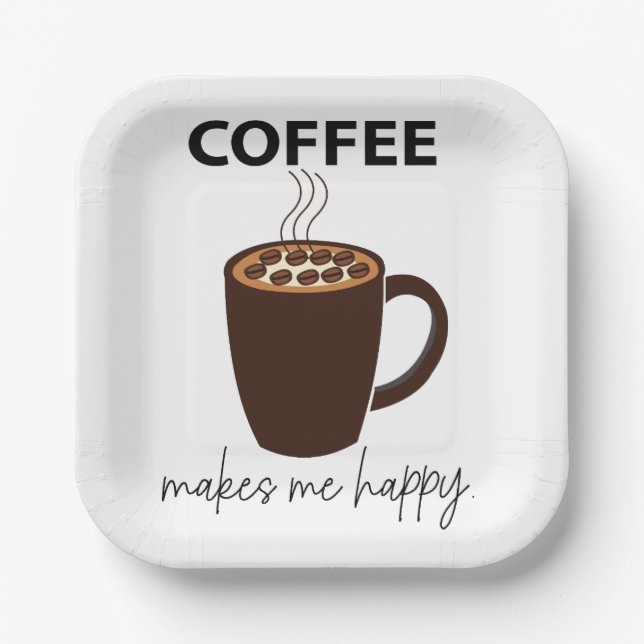 Kaffee macht mich glücklich, Kaffee-Party Pappteller (Vorderseite)