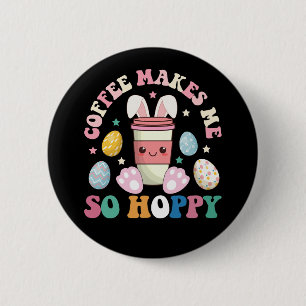 Kaffee macht mich so hoppy, sonniges Kaninchen glü Button