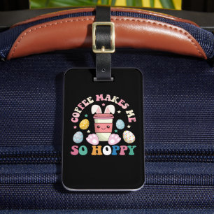 Kaffee macht mich so hoppy, sonniges Kaninchen glü Gepäckanhänger