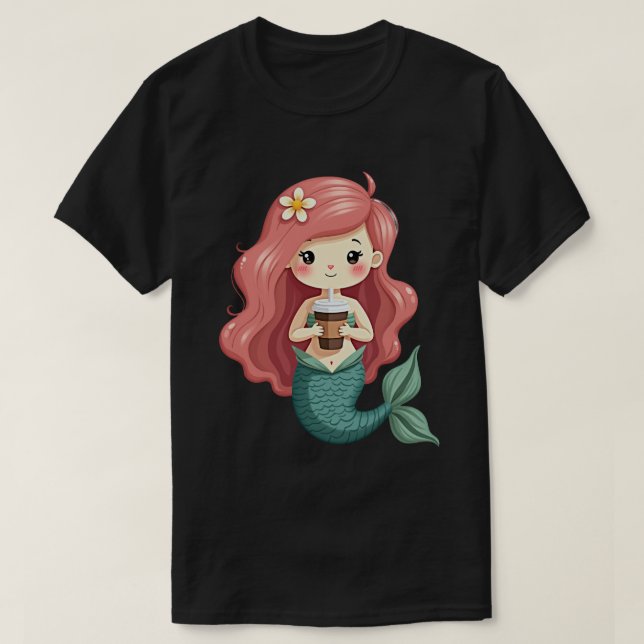 Kaffee Meerjungfrau T-Shirt (Design vorne)