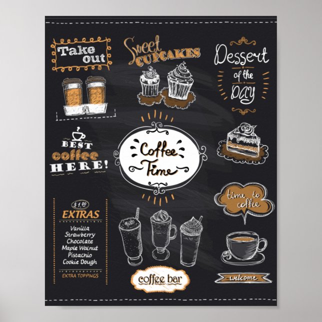 Kaffee-Menü Poster (Vorne)