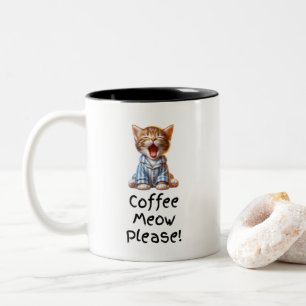 Kaffee Meow Bitte! Niedlich Kitten Yawning Tasse