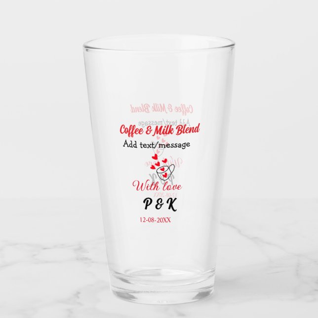 Kaffee & Milch Mischung Liebe Pärchen Kaffeehaus R Glas (Vorderseite)