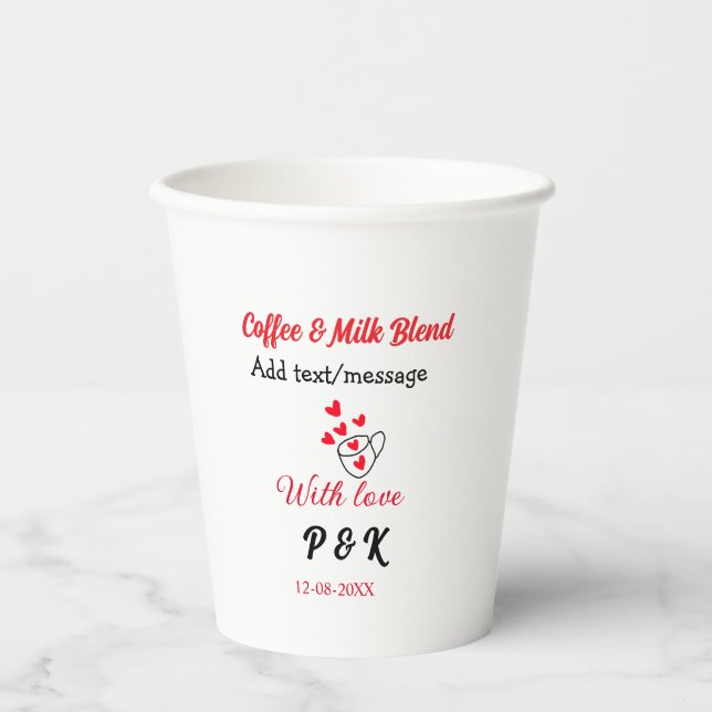 Kaffee & Milch Mischung Liebe Pärchen Kaffeehaus R Pappbecher (Vorderseite)