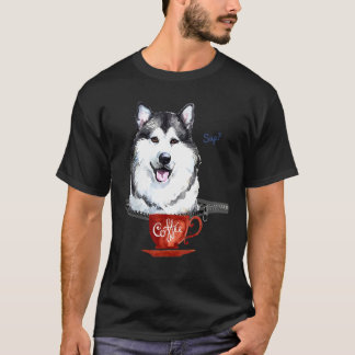 Kaffee mit Alaskan Malamute trinken T-Shirt