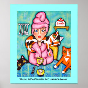 Kaffee mit allen Katzen Poster