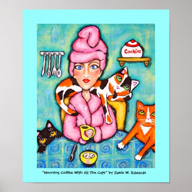 Kaffee mit allen Katzen Poster (Vorne)
