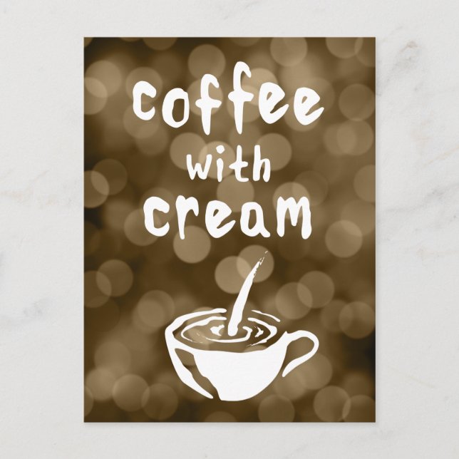 Kaffee mit Creme Bokeh Postkarte (Vorderseite)