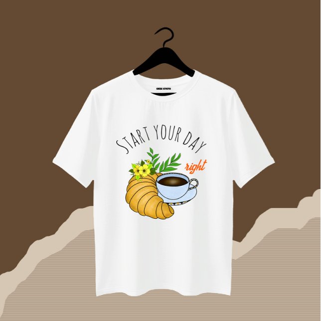 Kaffee mit Croissant T-Shirt (Von Creator hochgeladen)