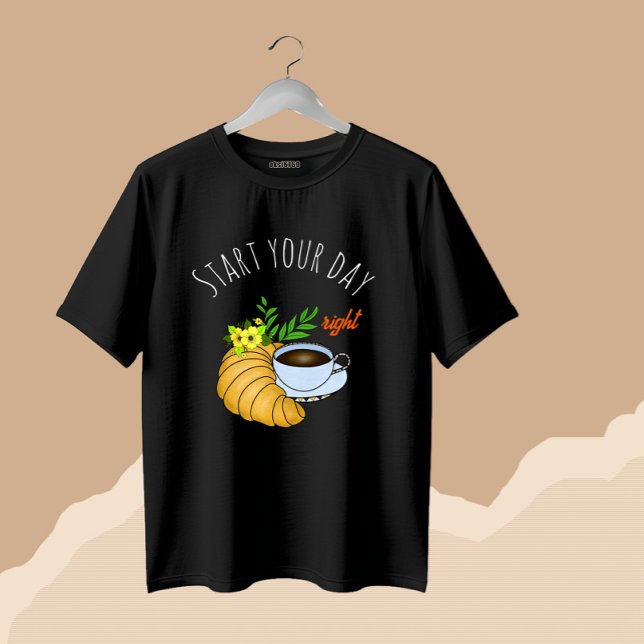 Kaffee mit Croissant T-Shirt (Von Creator hochgeladen)