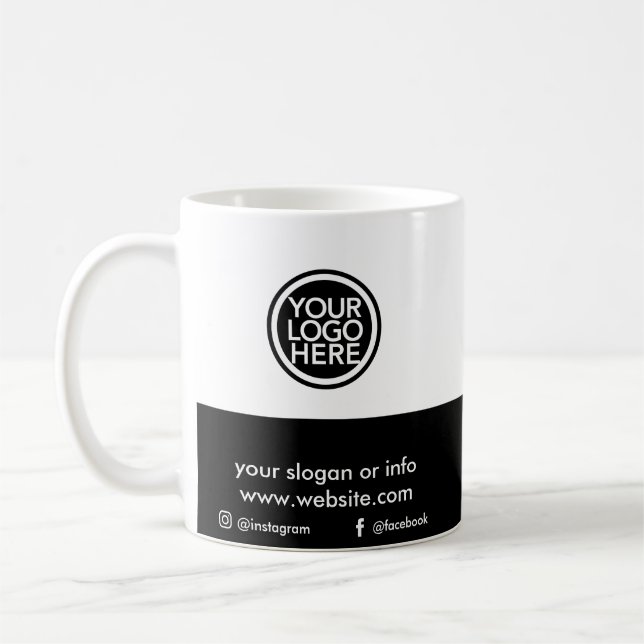 Kaffee mit dem Logo "Custom Promotional Business" Kaffeetasse (Links)