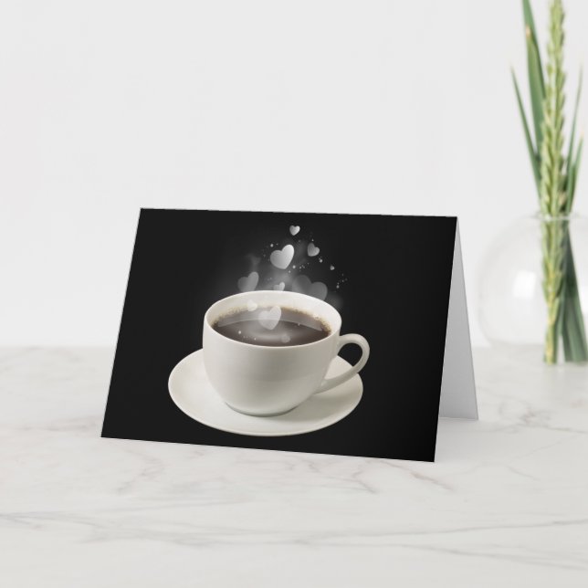 Kaffee mit dem Valentinherz Feiertagskarte (Vorderseite)