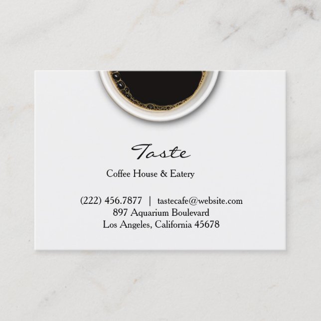 Kaffee mit der Business Card Stain Chubby Visitenkarte (Vorderseite)