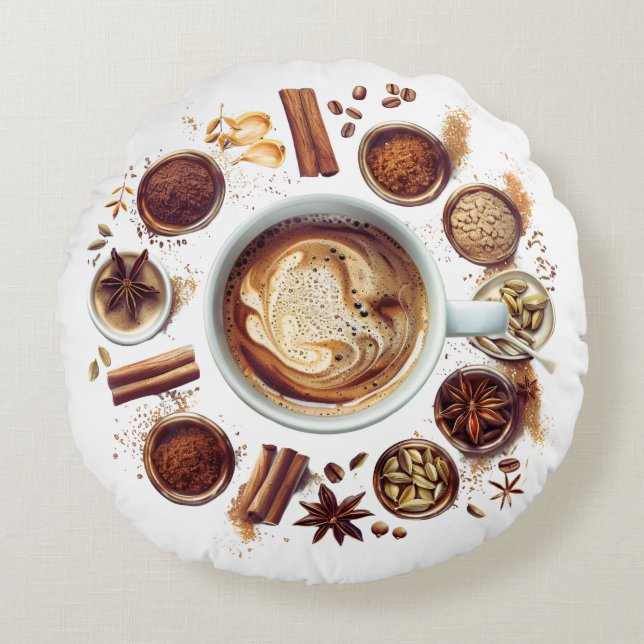 Kaffee mit Gewürzspieß Kissen (Vorderseite)