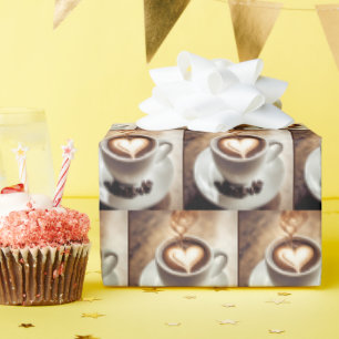 Kaffee mit Herz und Bohnen Geschenkpapier