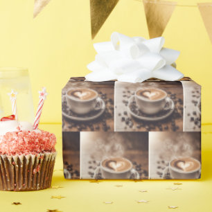 Kaffee mit Herz und Bohnen Geschenkpapier