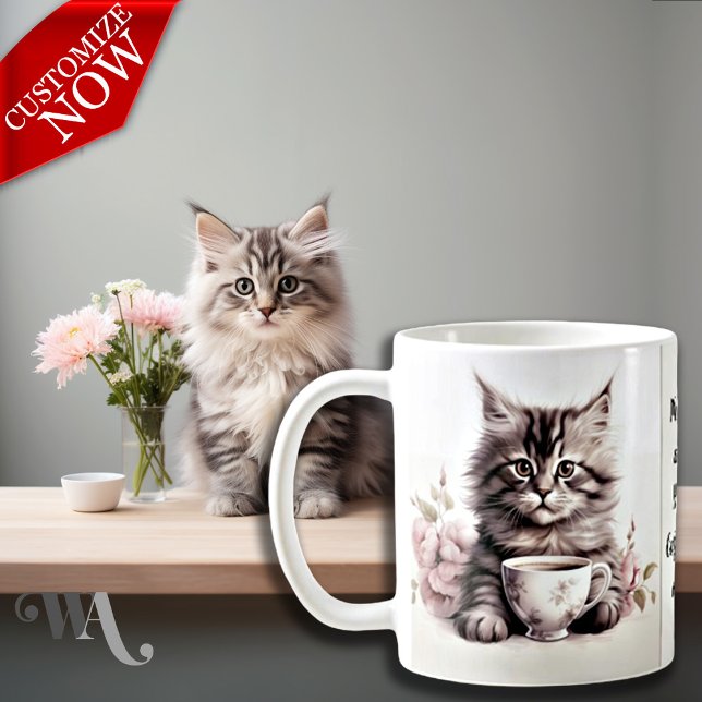 Kaffee mit meiner Katze Kaffeetasse (Easy to customize text)