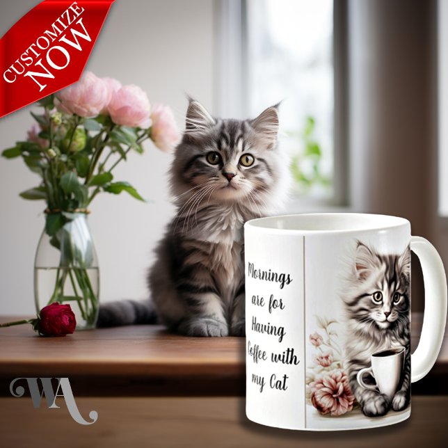 Kaffee mit meiner Katze Kaffeetasse (Easy to customize text )