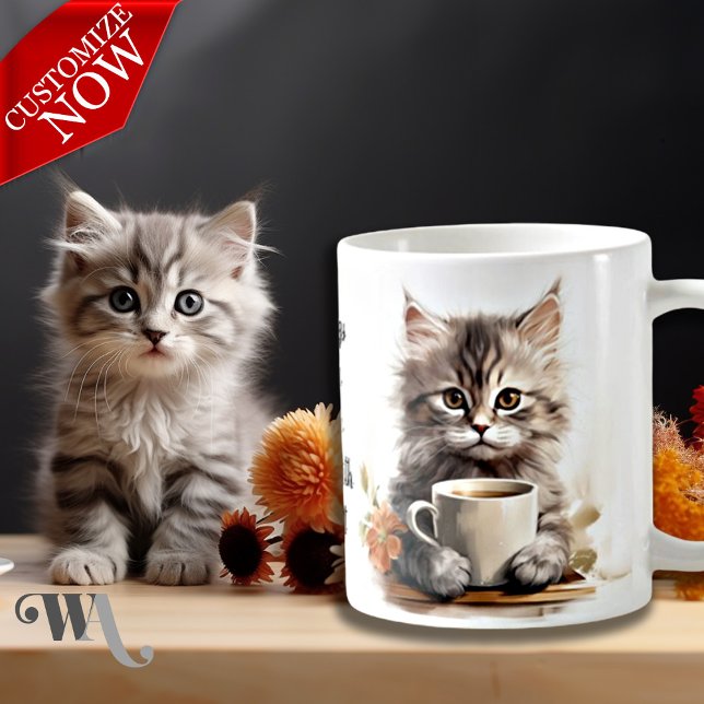 Kaffee mit meiner Katze Kaffeetasse (Easy to customize text )