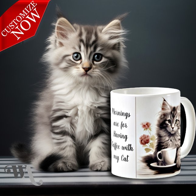 Kaffee mit meiner Katze Kaffeetasse (Easy to Customize with your text)