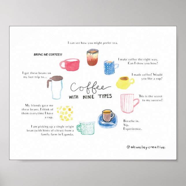 Kaffee mit neun Enneagrammtypen Poster (Vorne)