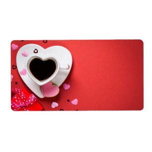 Kaffee mit roten Geschenkboxen und Plätzchen