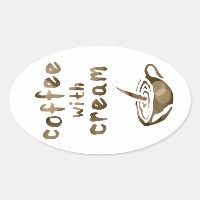 Kaffee mit Sahne Ovaler Aufkleber (Vorderseite)