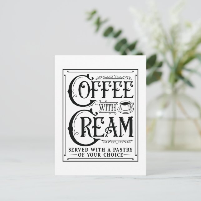 Kaffee mit Sahne     Postkarte (Stehend Vorderseite)