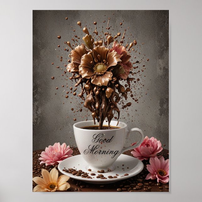 Kaffee mit Schokolade-Blume Poster (Vorne)
