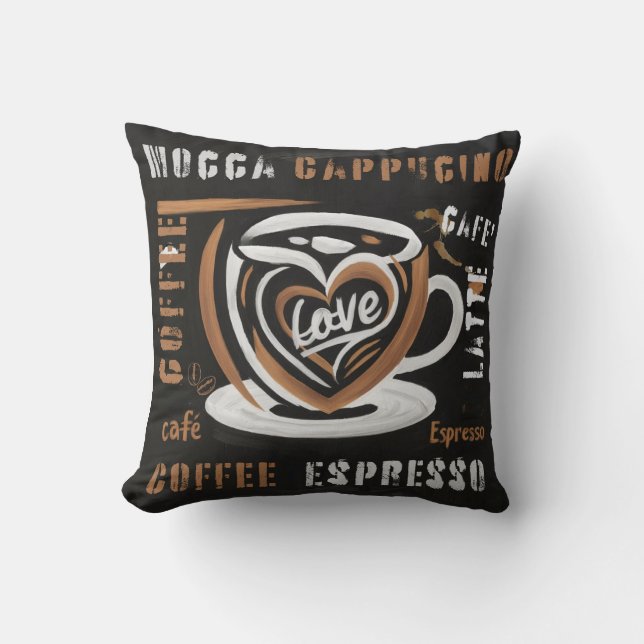 Kaffee Mocca Cappucino Esspreso Cafe'Latte Kissen (Vorderseite)