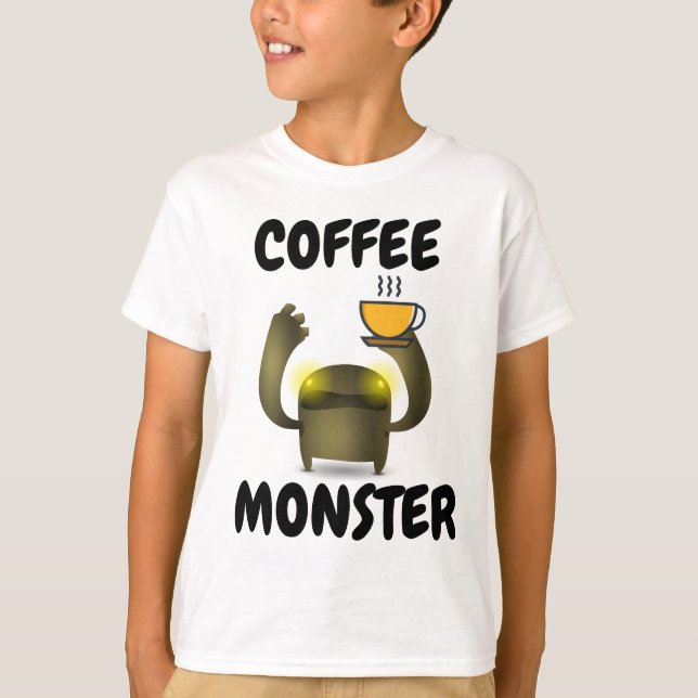 KAFFEE MONSTER Funny Kids T - Shirt (Vorderseite)