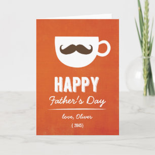 Kaffee Mustache   Orange Linen Vatertag Karte