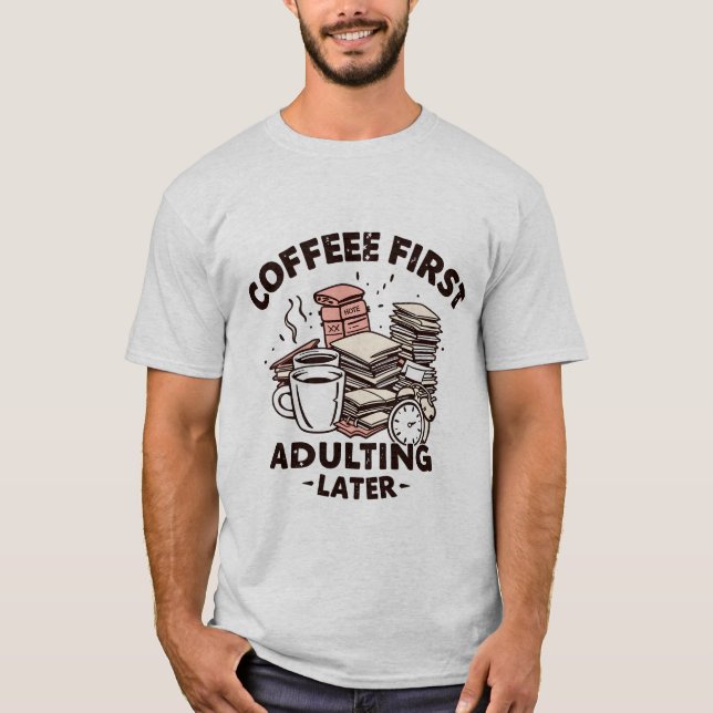 Kaffee nach dem Anruf, lustiges Design T-Shirt (Vorderseite)