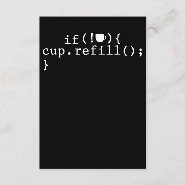 Kaffee-Nachfüll-Smart-Codierungs-Softwareingenieur Begleitkarte (Vorderseite)