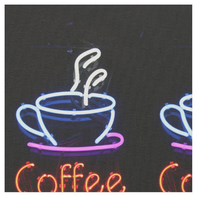 Kaffee Neon Sign Kaffee Cup und Textilien Stoff (Nahaufnahme)